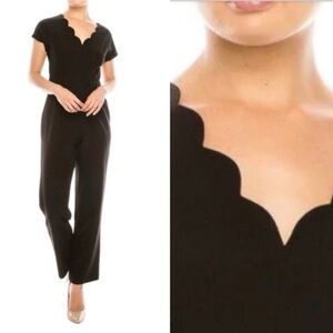 NWOT Maggy London Scalloped V-Neck Black Jumpsuit - Size 2P